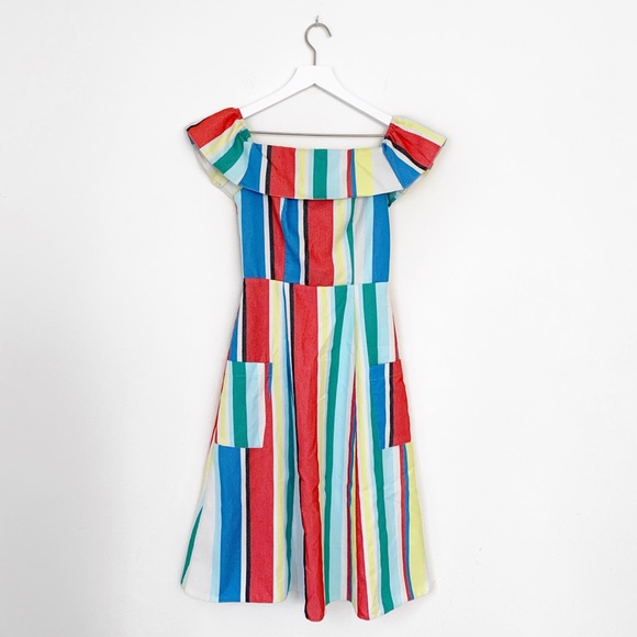 ASOS Off Shoulder Midi Sundress In Natural Fiber - Picture 6 of 12